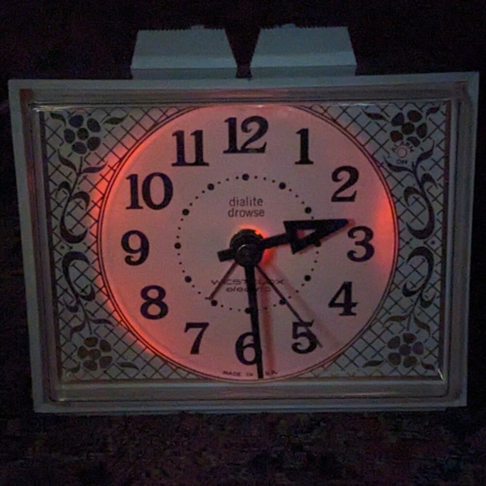 Vintage 1972 New-In-Box Deadstock WESTCLOX Dunmar DROWSE DIALITE Electric Clock